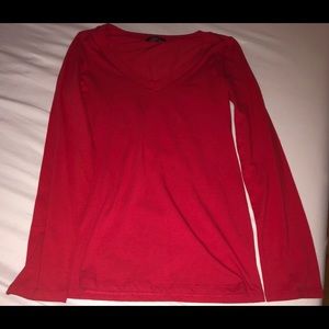 Ambiance - Red V-neck long sleeve top